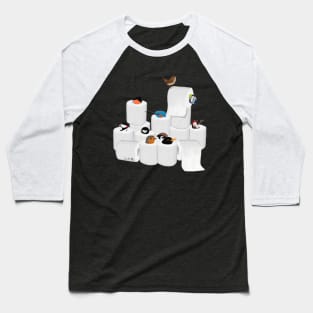 Birds in Toilet Paper Bird Painting Baseball T-Shirt